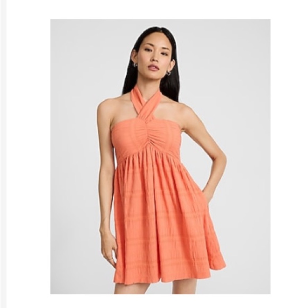Express Coral Backless Dress